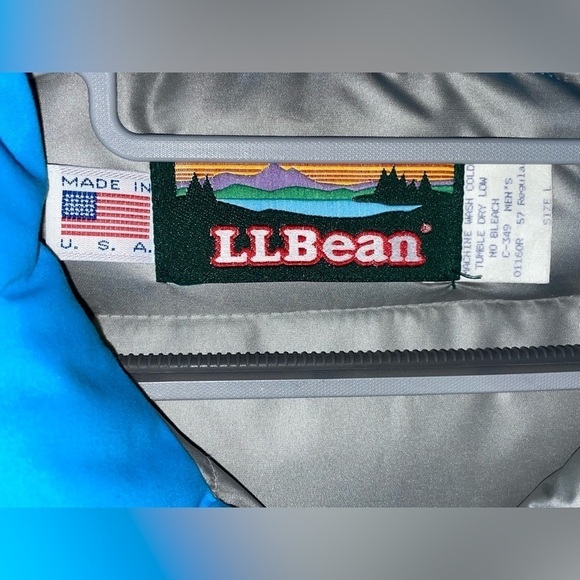 Vintage LL Bean Down Full Zip Jacket Nylon Windbreaker Coat Blue L Men USA Made  - Picture 10 of 11